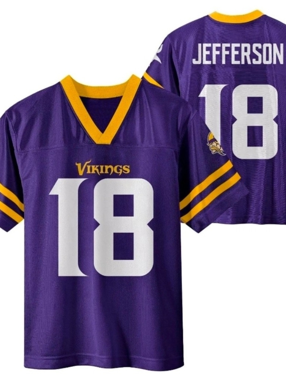 NFL Kids Purple and Gold #18 Jefferson Football Jersey